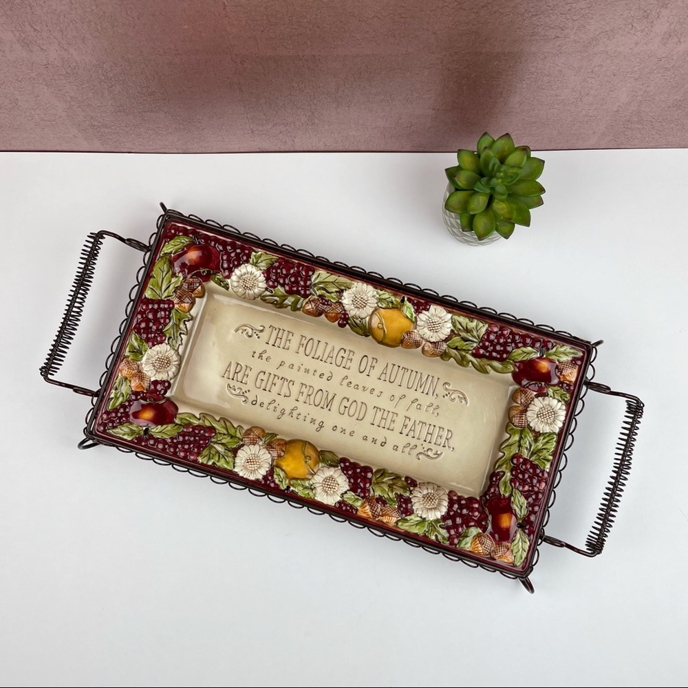 Amscan Autumn Harvest God Floral Serving Dish Tray Home Decor Dining